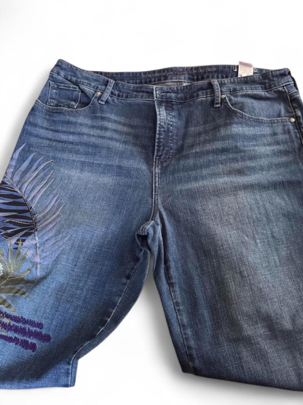Blue Women's Embroidered Jeans